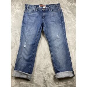 Gap Denim Women's 8 Slim Boyfriend Fit Cuffed Medium Wash Distressed Jeans
